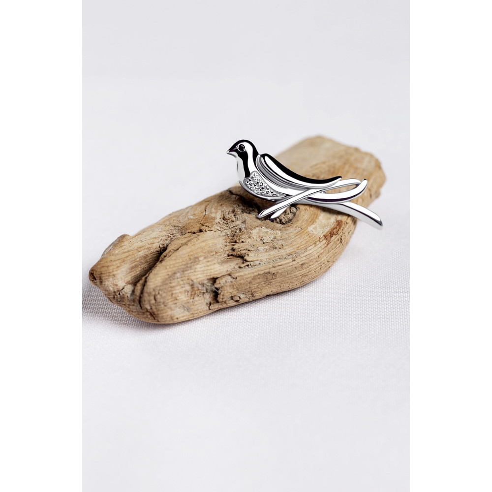 Срібна брошка Голуб (9518) - 4