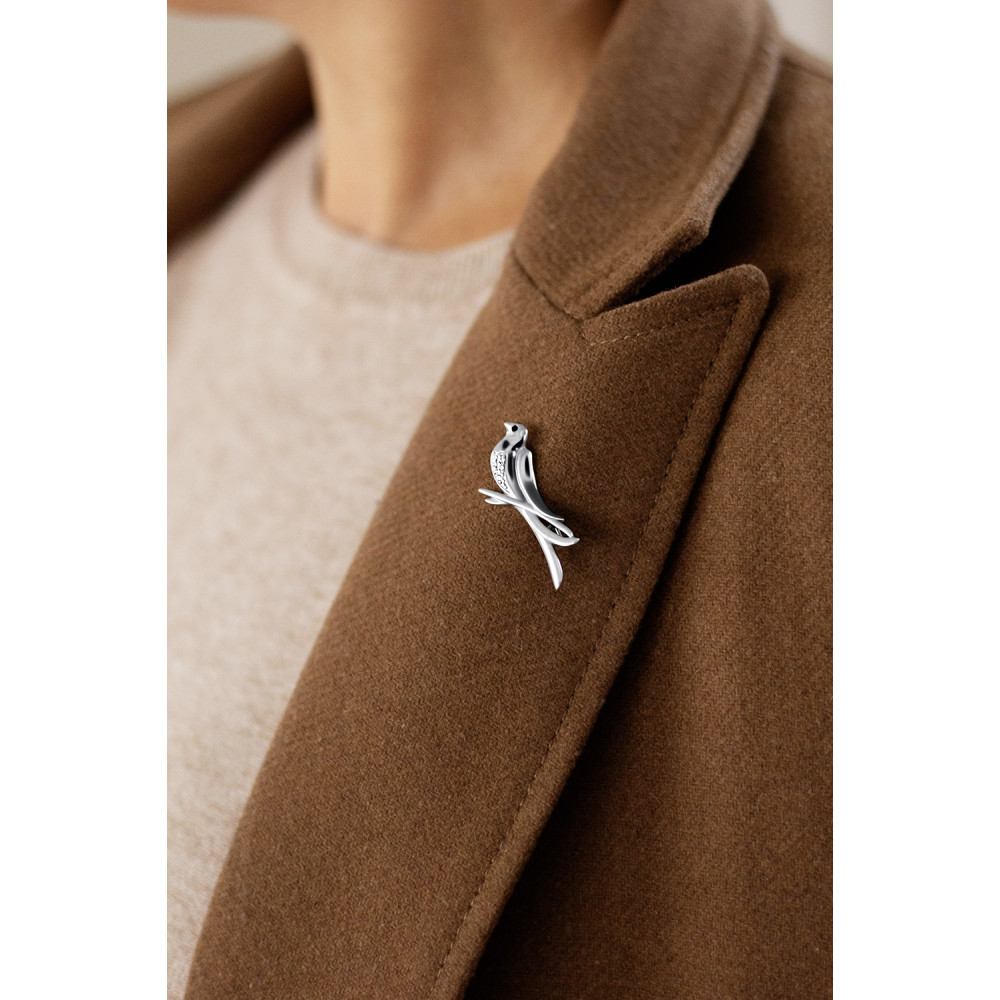 Срібна брошка Голуб (9518) - 5