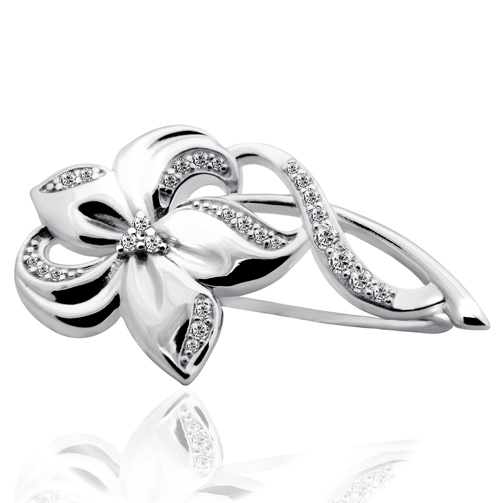 Срібна брошка Квітка (9519) - 1