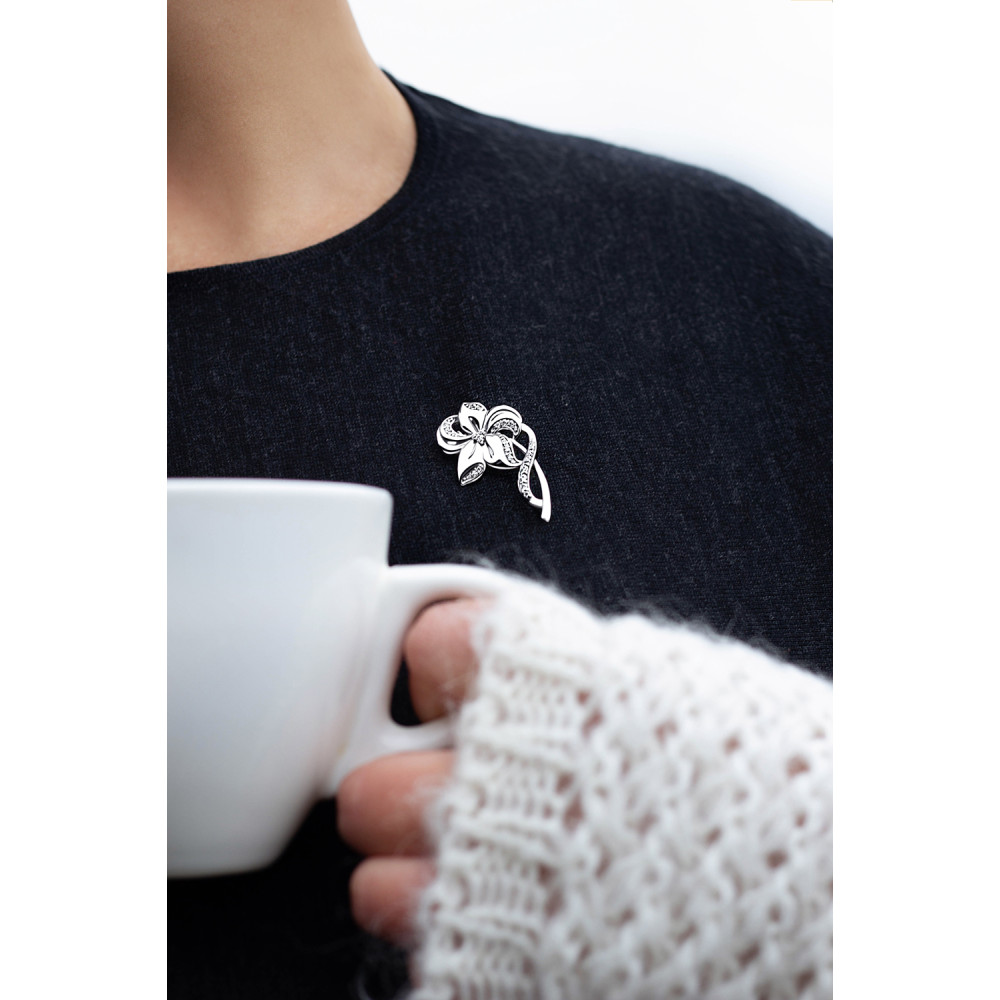 Срібна брошка Квітка (9519) - 3