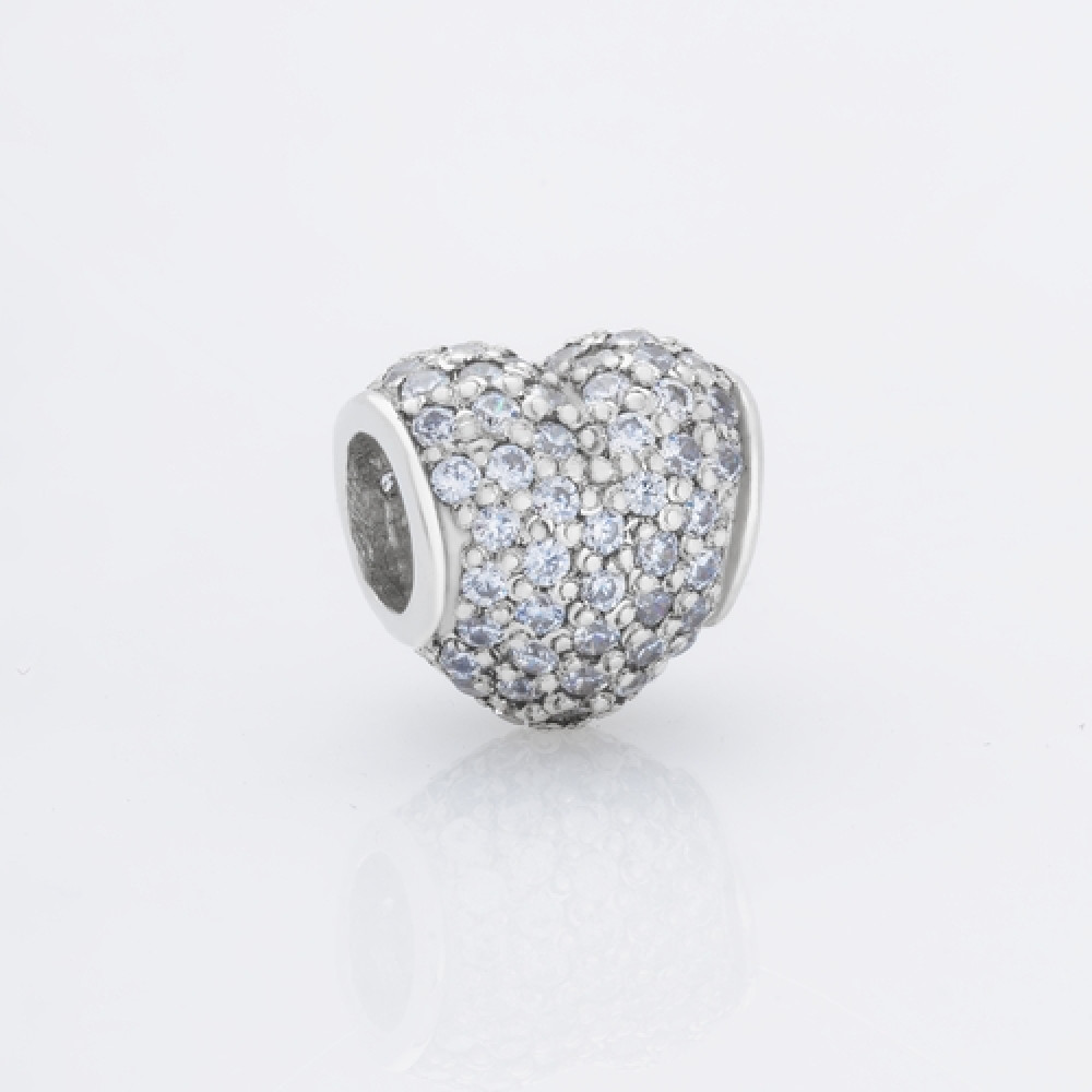 Шарм (намистина) Серце Pave (7043) - 1