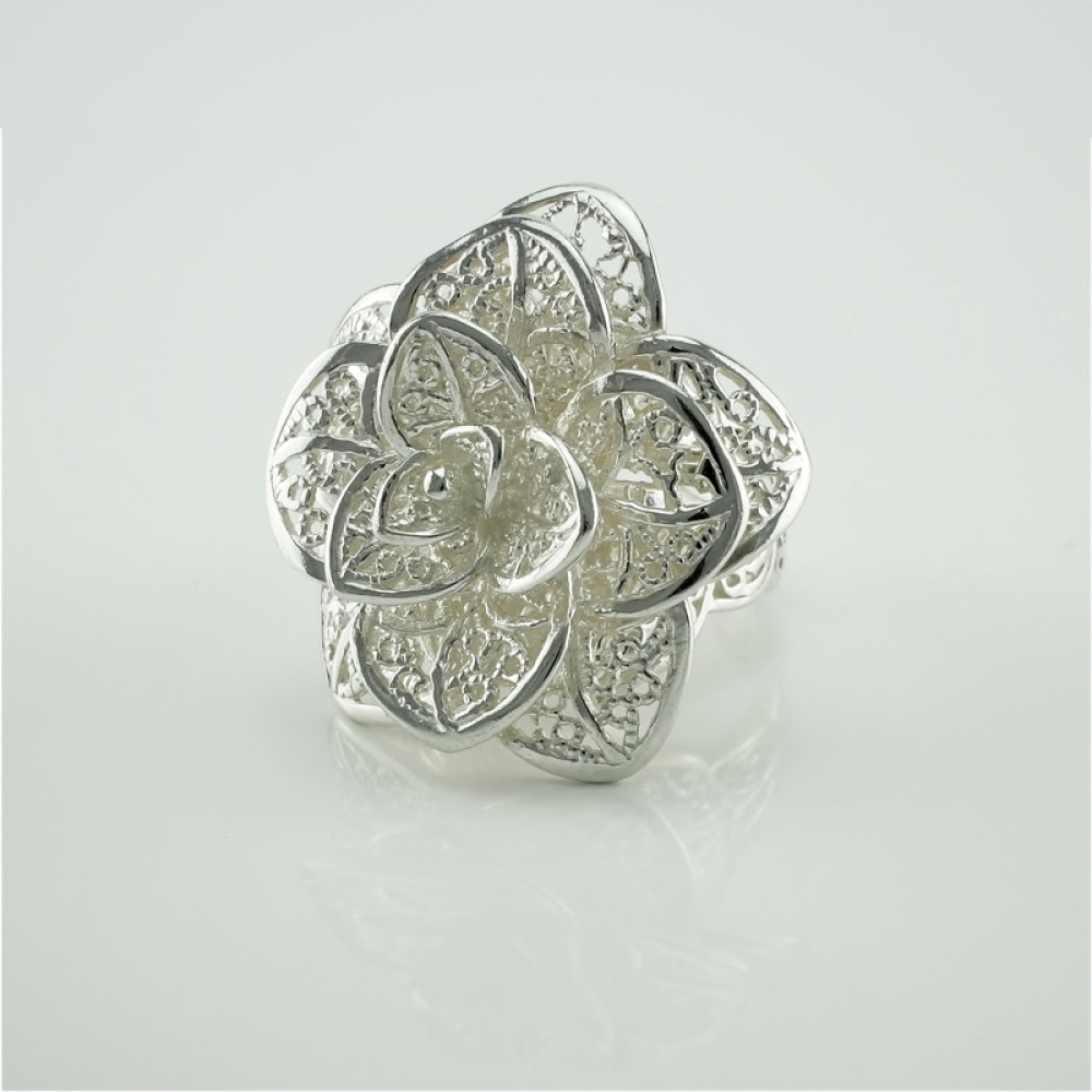 Срібна каблучка Троянда (3659) - 1