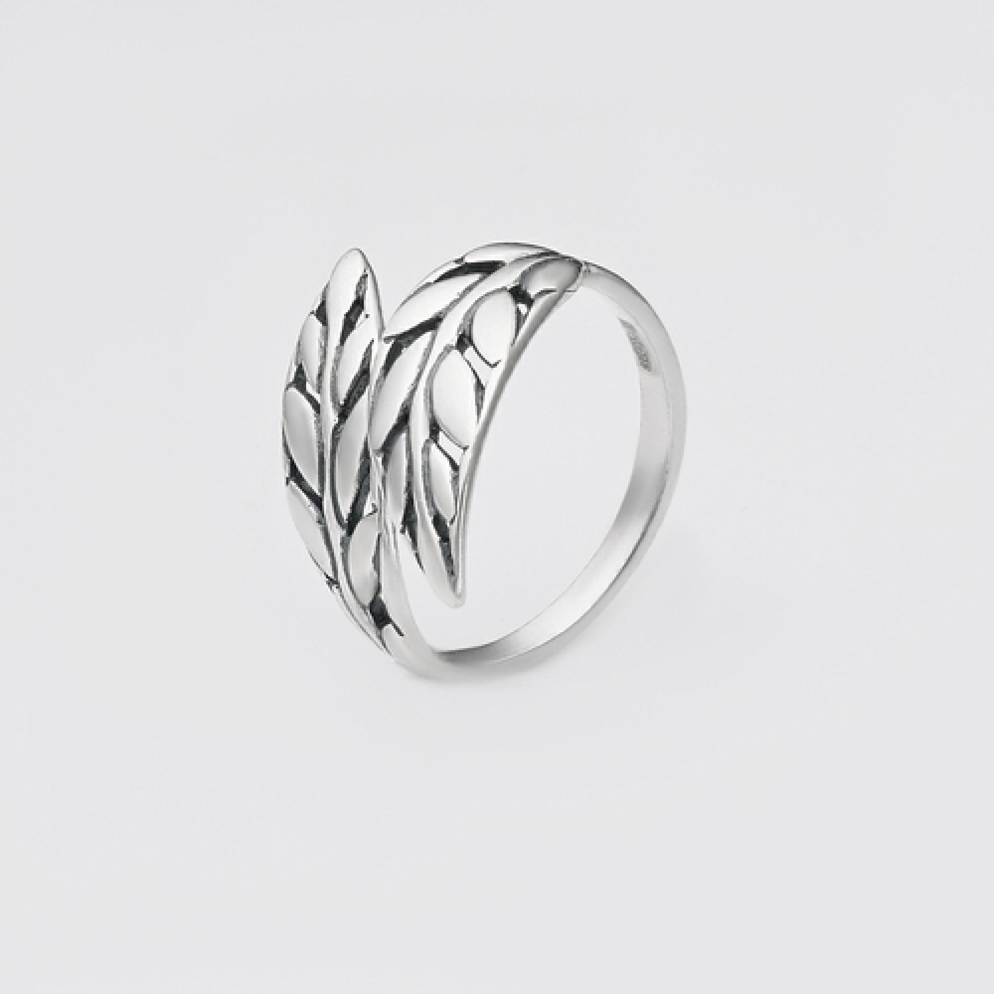 Серебряное  безразмерное кольцо Колосок (3780) 