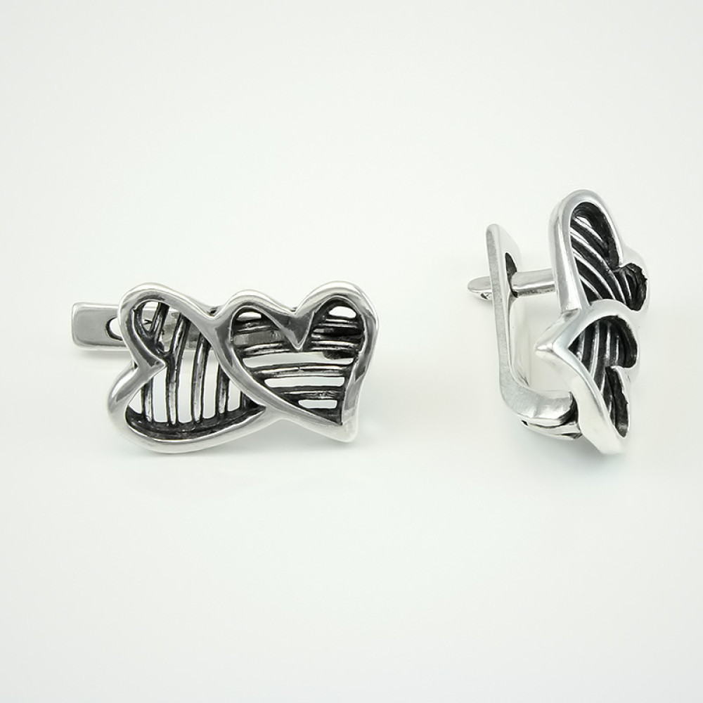 Срібні сережки  Два серця (4427) - 1