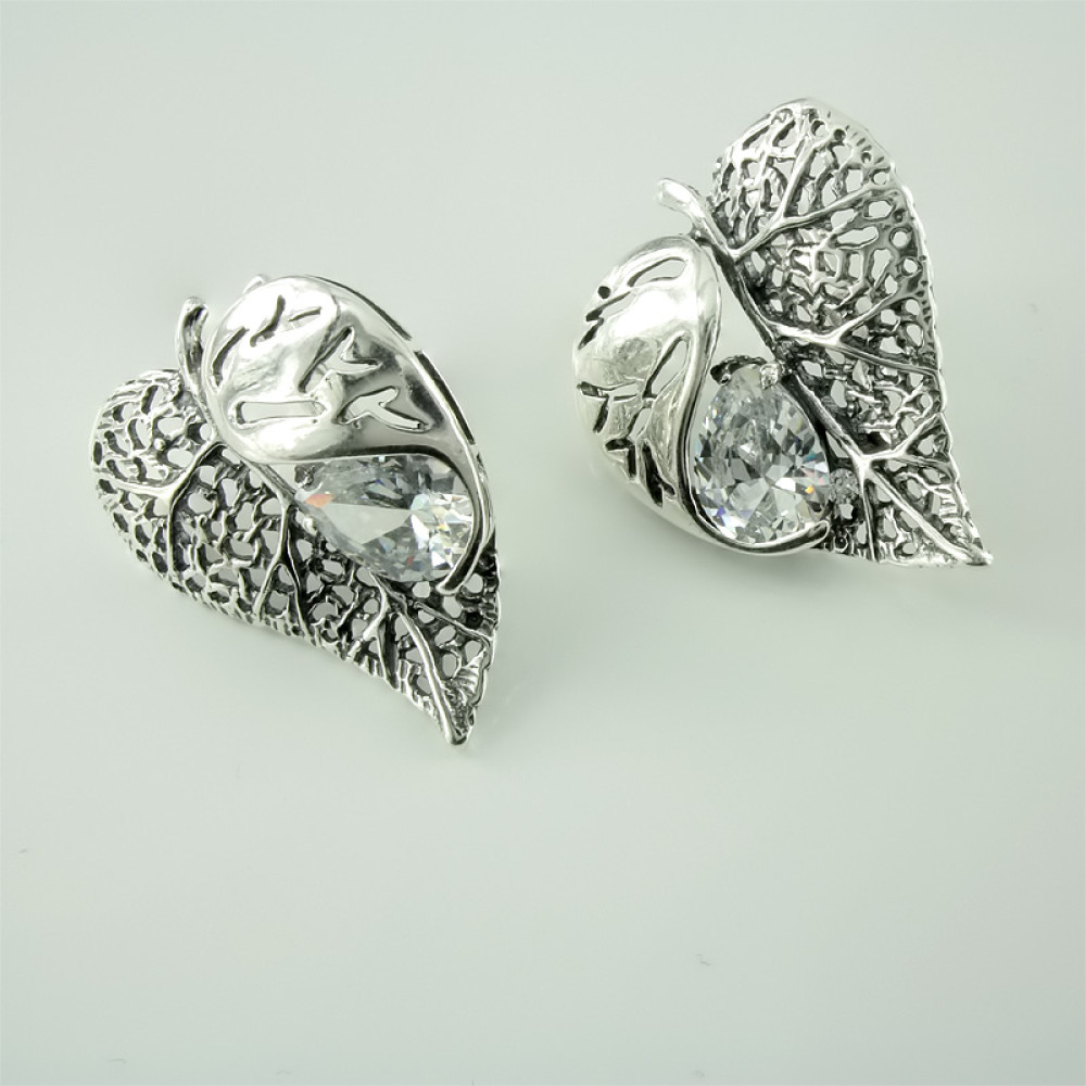 Срібні сережки Листочок (4653) - 1