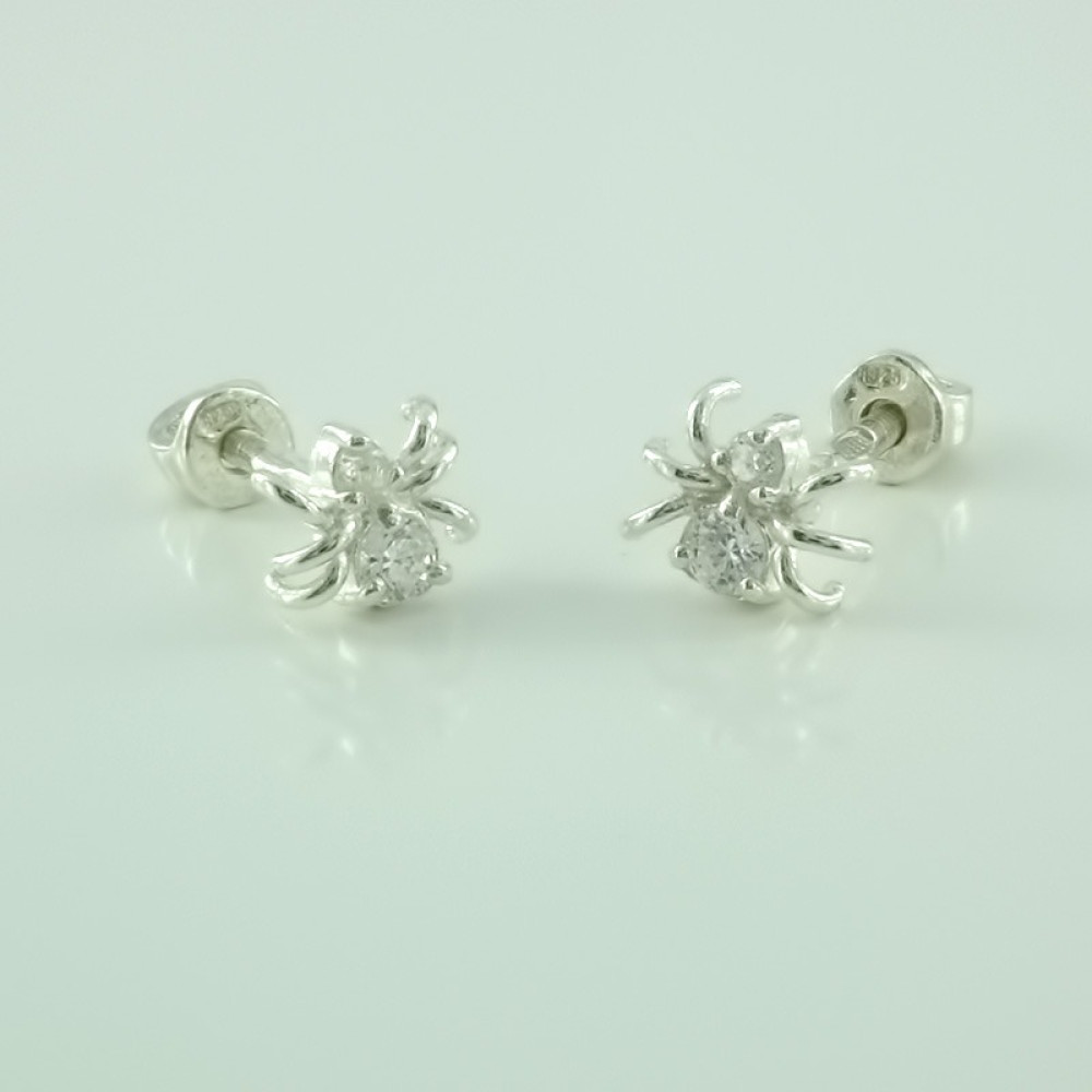 Срібні сережки-гвоздики Павуки (4656) - 1