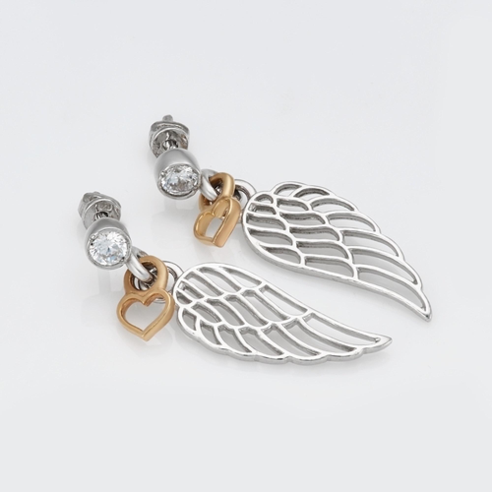 Серебряные серьги-гвоздики с позолотой Крылья ангела (4756)