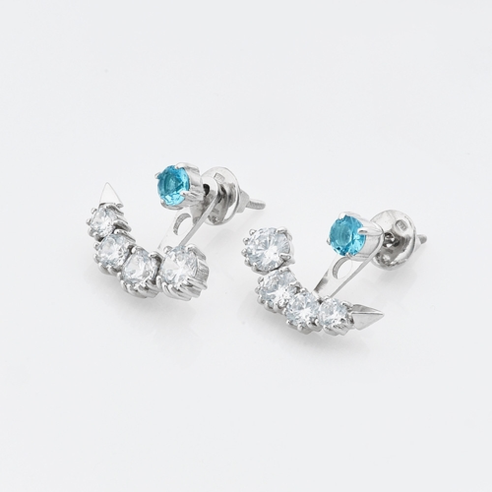 Срібні сережки-гвоздики трансформери (4782) - 1