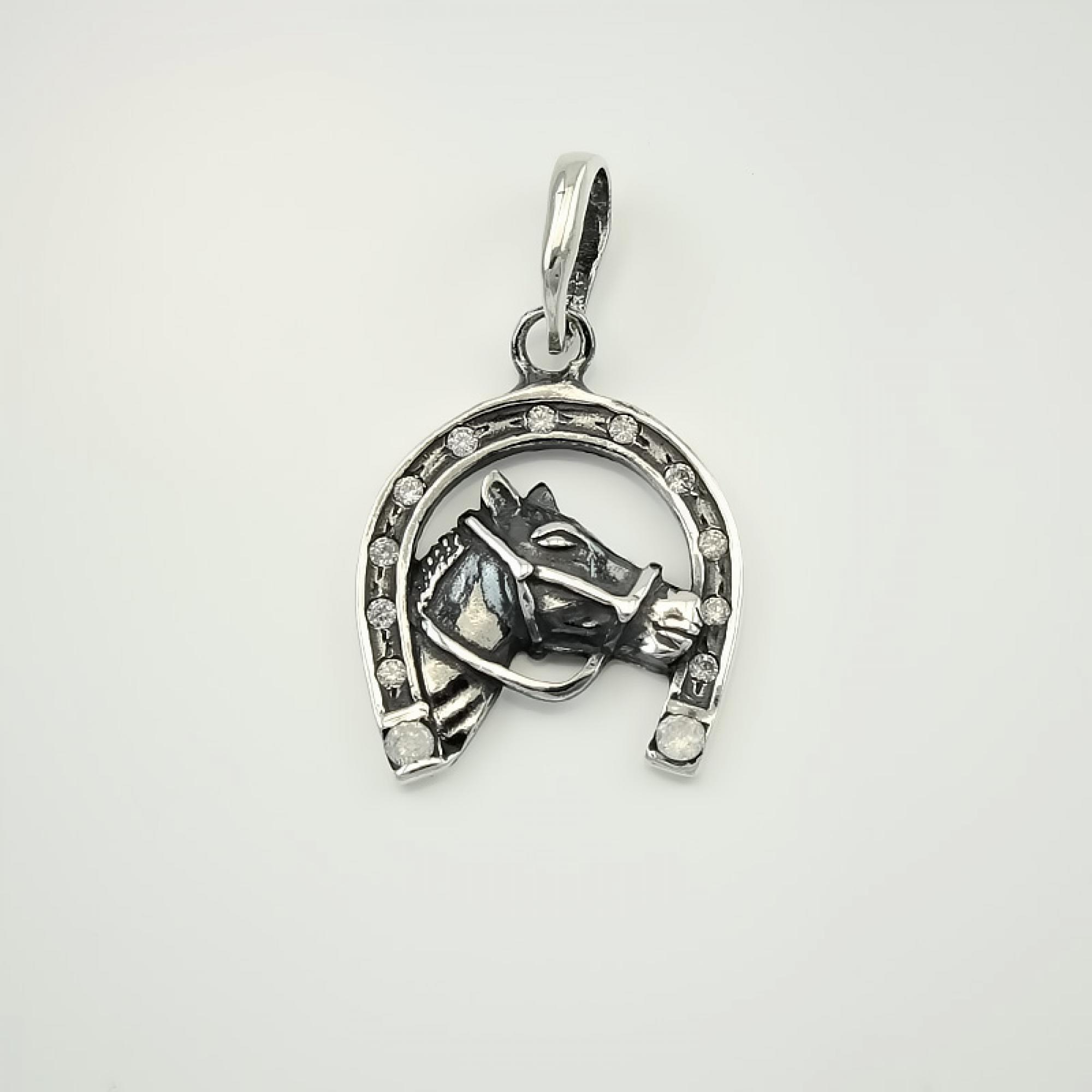 Срібний кулон Кінь з підковою (7032)
