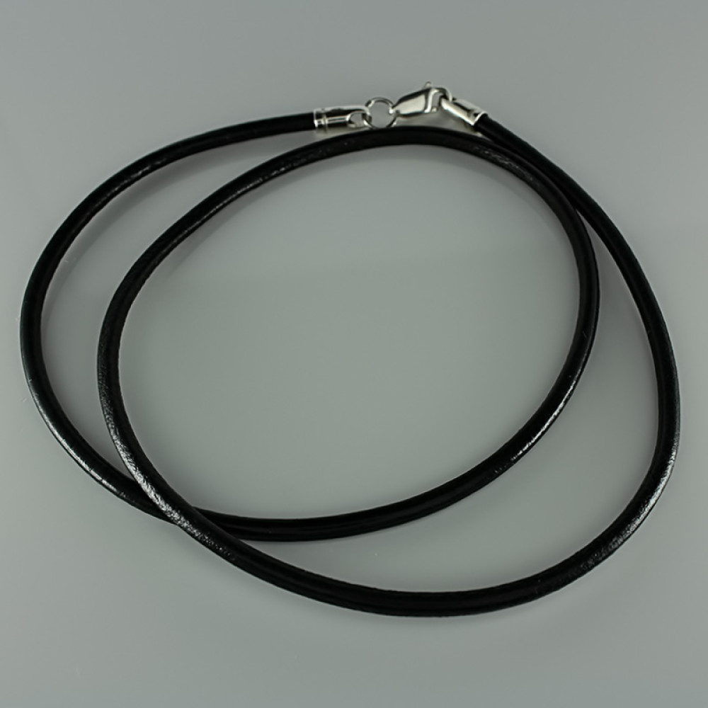 Шнурок шкіряний зі сріблом (8009) - 1
