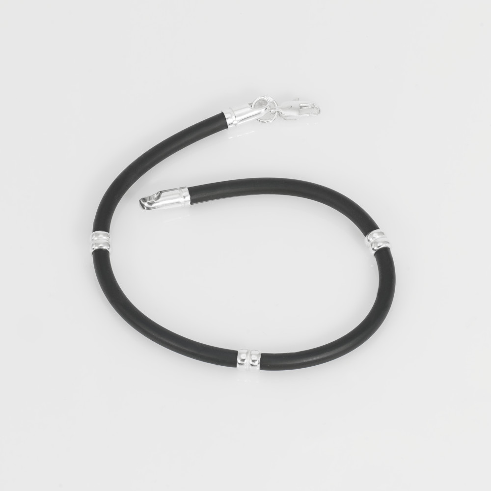 Браслет каучуковий зі срібними вставками (8015.1) - 1