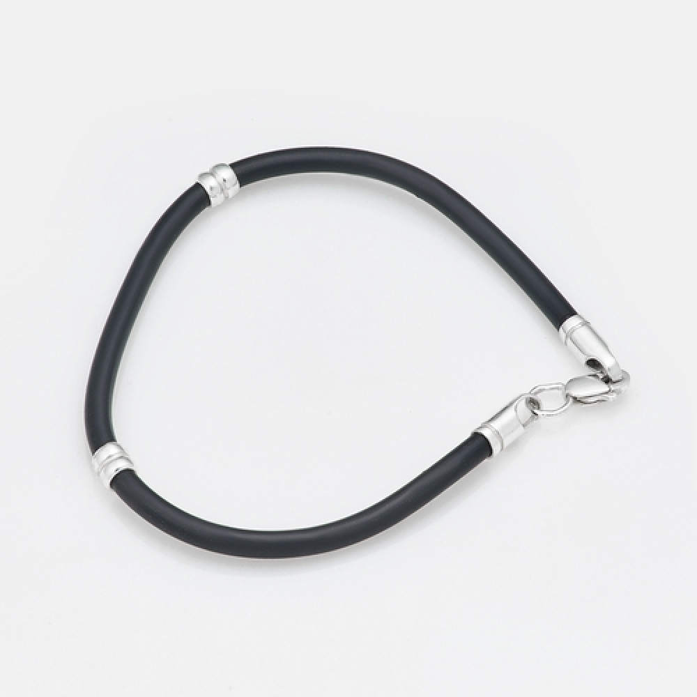 Браслет каучуковий зі срібними вставками (8015.2) - 1