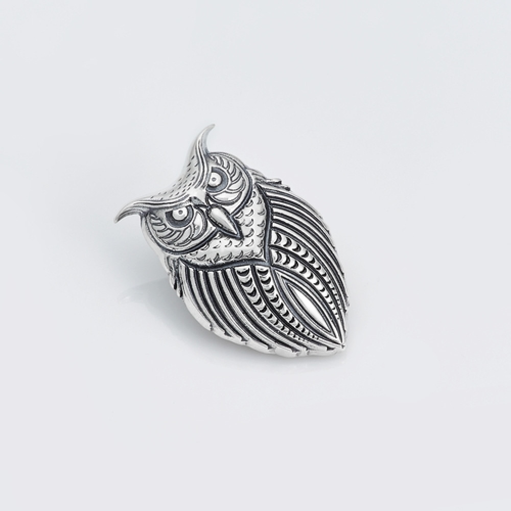 Срібна брошка Сова (9514) - 1