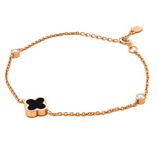 Золотий браслет Конюшина з оніксом (з2097)