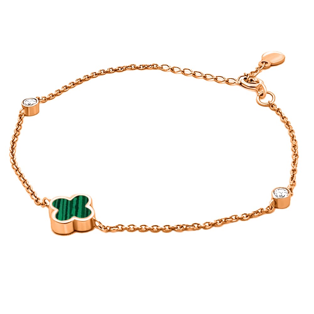 Золотий браслет Конюшина з малахітом (з2097.1) - 1