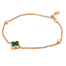 Золотий браслет Конюшина з малахітом (з2097.1)