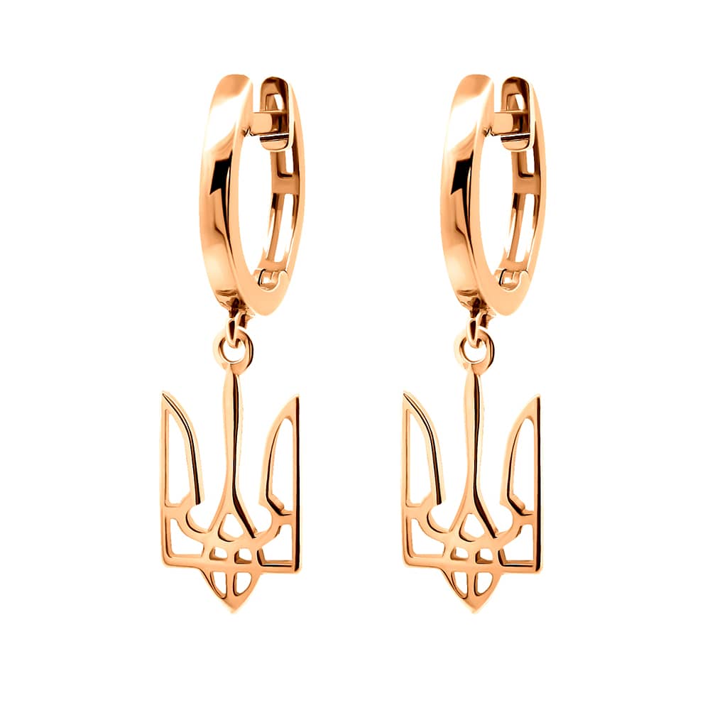 Золоті сережки Тризуб (з40024) - 1