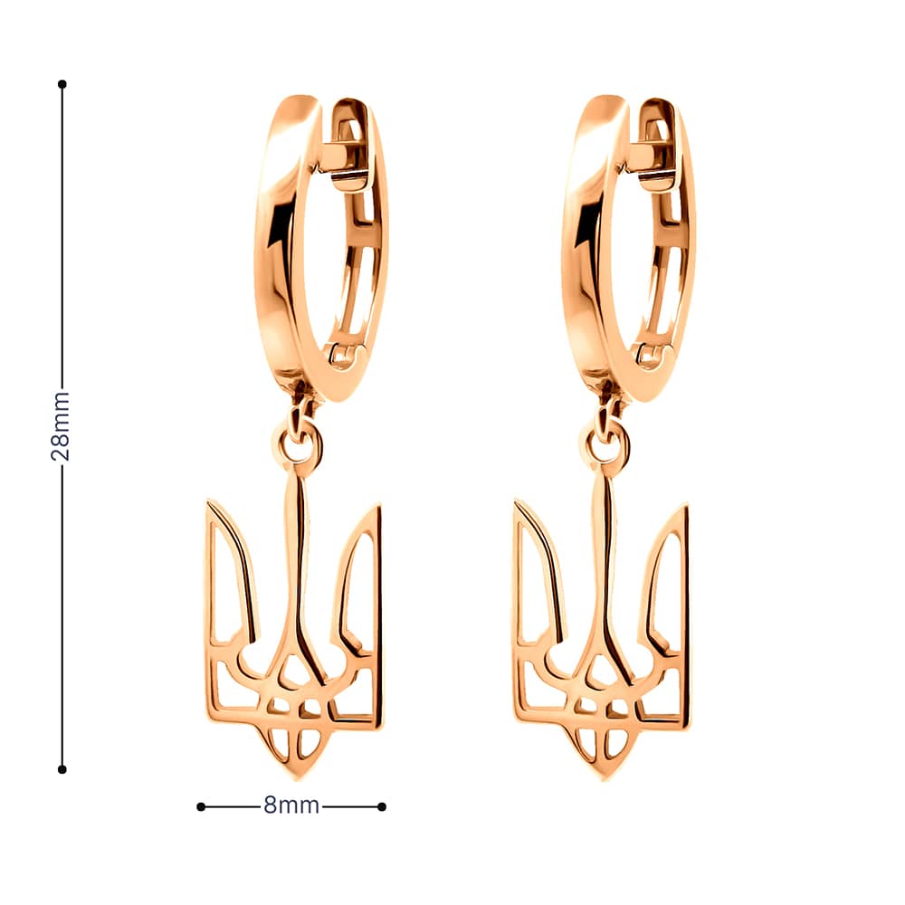 Золоті сережки Тризуб (з40024) - 5