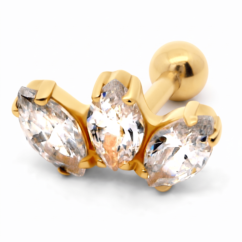 Сережка для хеліксу з жовтого золота (з40034) - 1