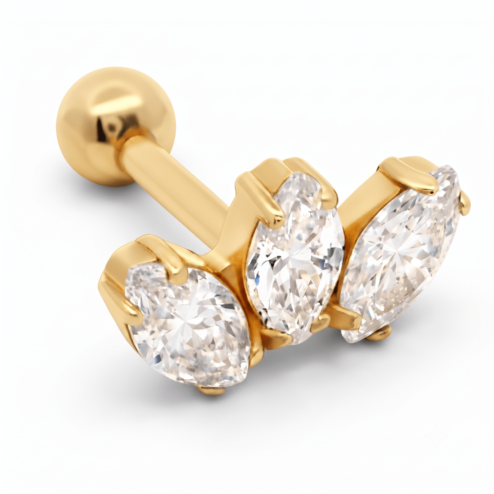 Сережка для хеліксу з жовтого золота (з40034) - 3