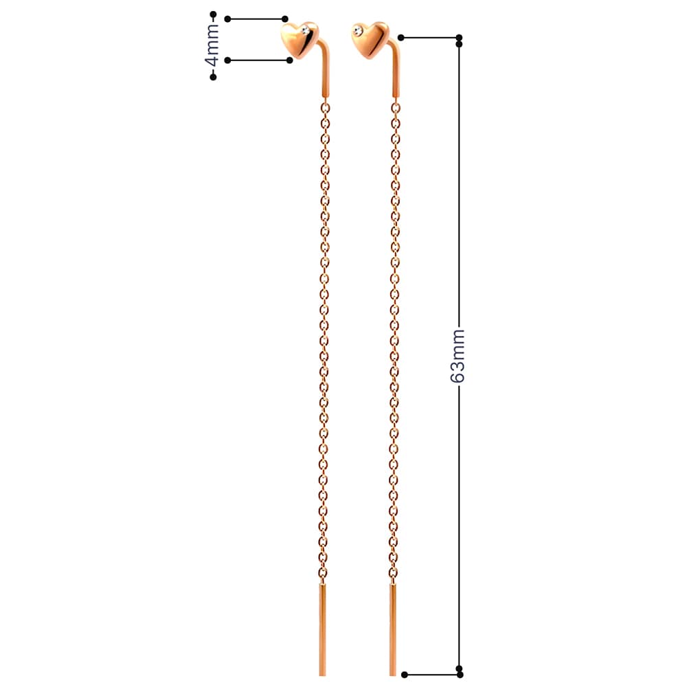Золоті сережки-протяжки Сердечки (з40046) - 3