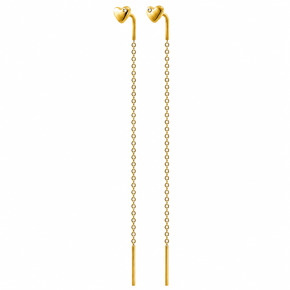 Серьги-протяжки из желтого золота Сердечки (з40046) - 1