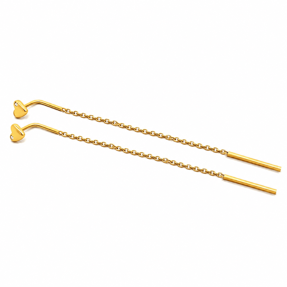 Серьги-протяжки из желтого золота Сердечки (з40046) - 4