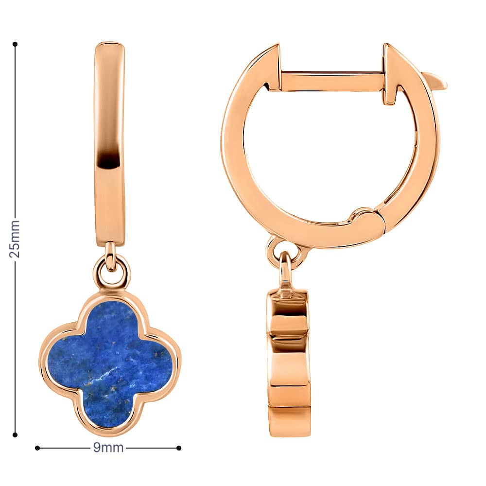 Золоті сережки Конюшина з лазуритом (з40056.3) - 4