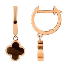 Золоті сережки Конюшина з тигровим оком (з40056.5)