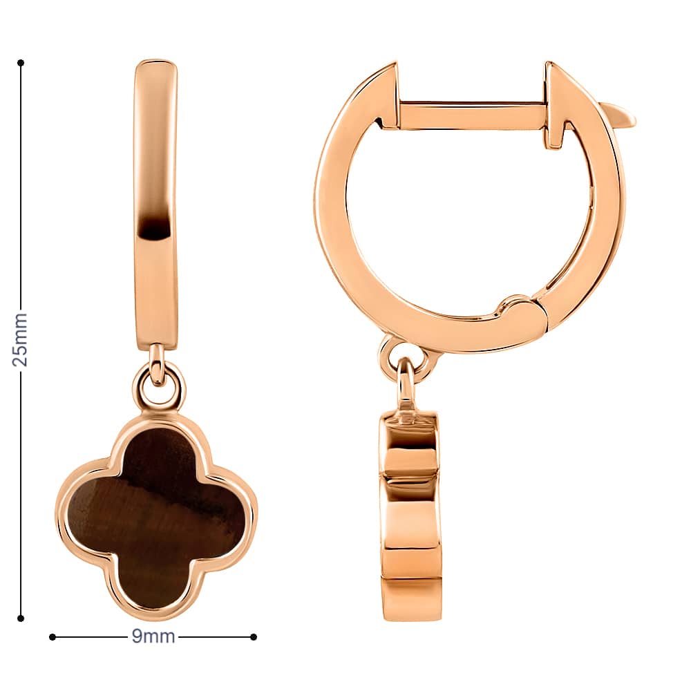Золоті сережки Конюшина з тигровим оком (з40056.5) - 4
