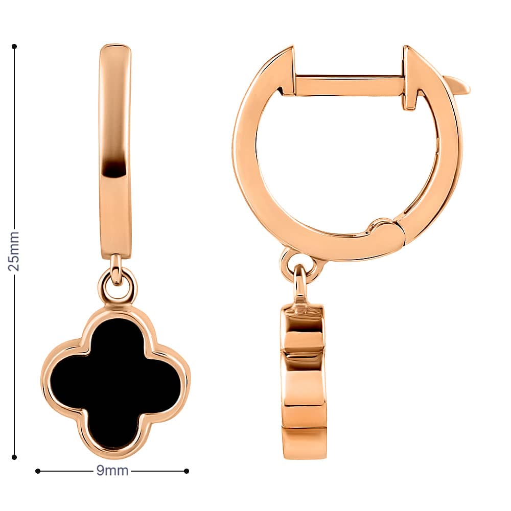 Золоті сережки Конюшина з оніксом (з40056) - 4