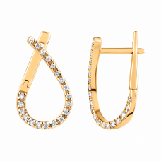 Сережки з англійським замком з жовтого золота (з40063)