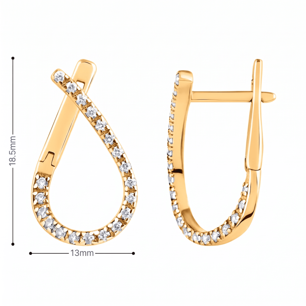 Серьги с английским замком из желтого золота (з40063) - 3