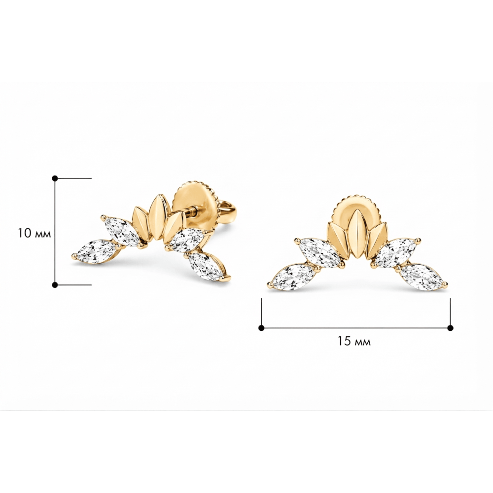 Серьги-гвоздики из желтого золота Crystal Crown (з40067.1) - 3