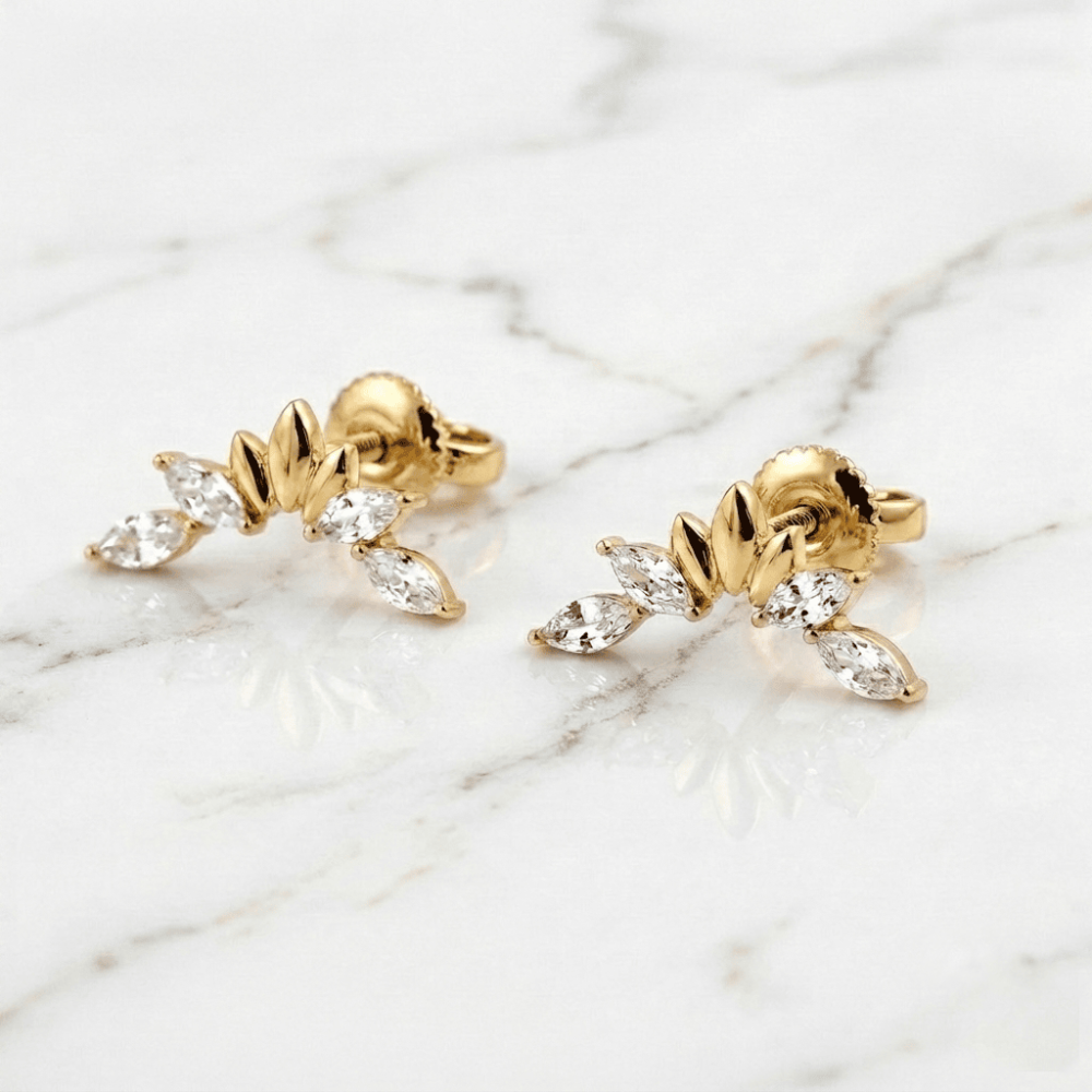 Серьги-гвоздики из желтого золота Crystal Crown (з40067.1) - 4
