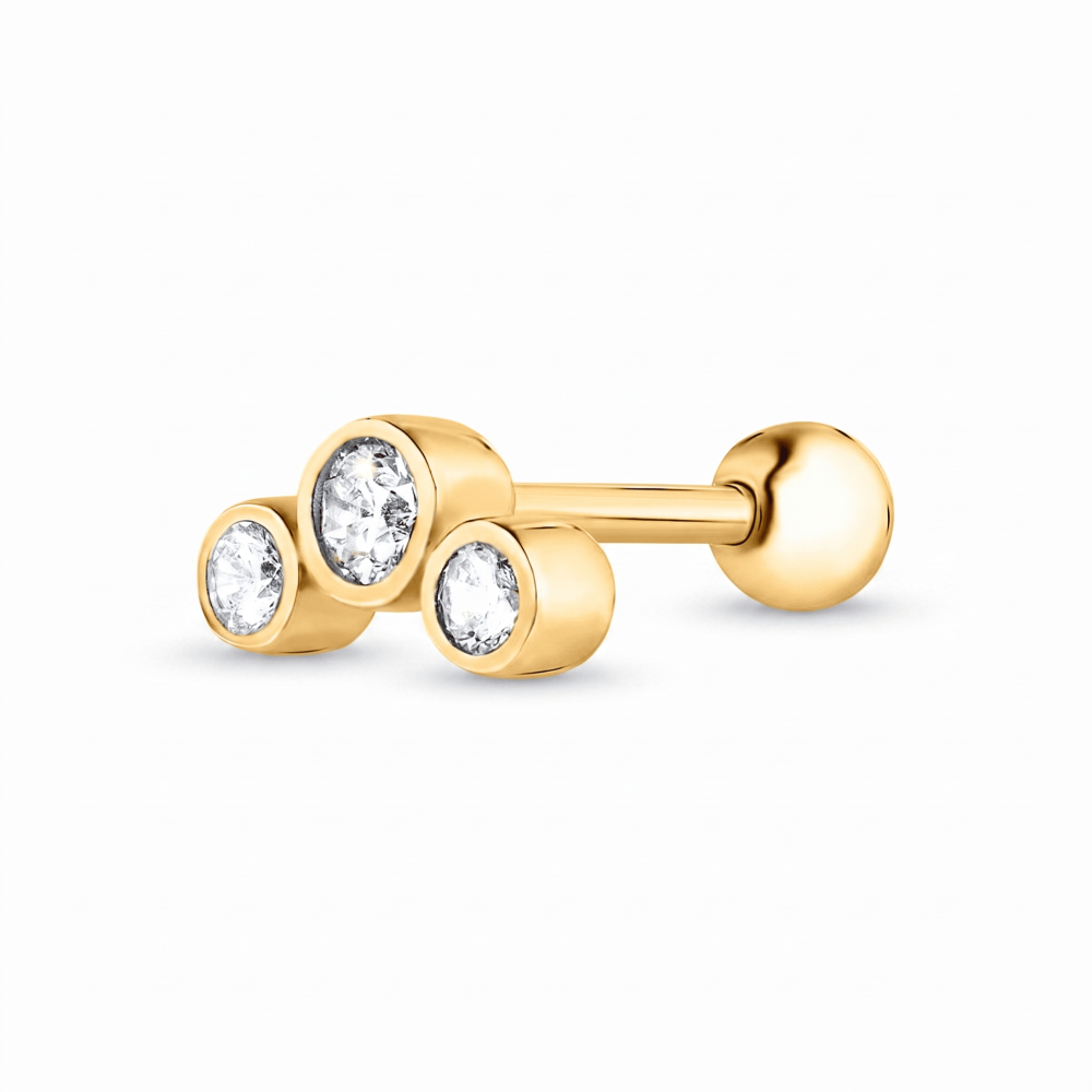 Сережка для хеліксу з жовтого золота Тріо (з40069) - 1