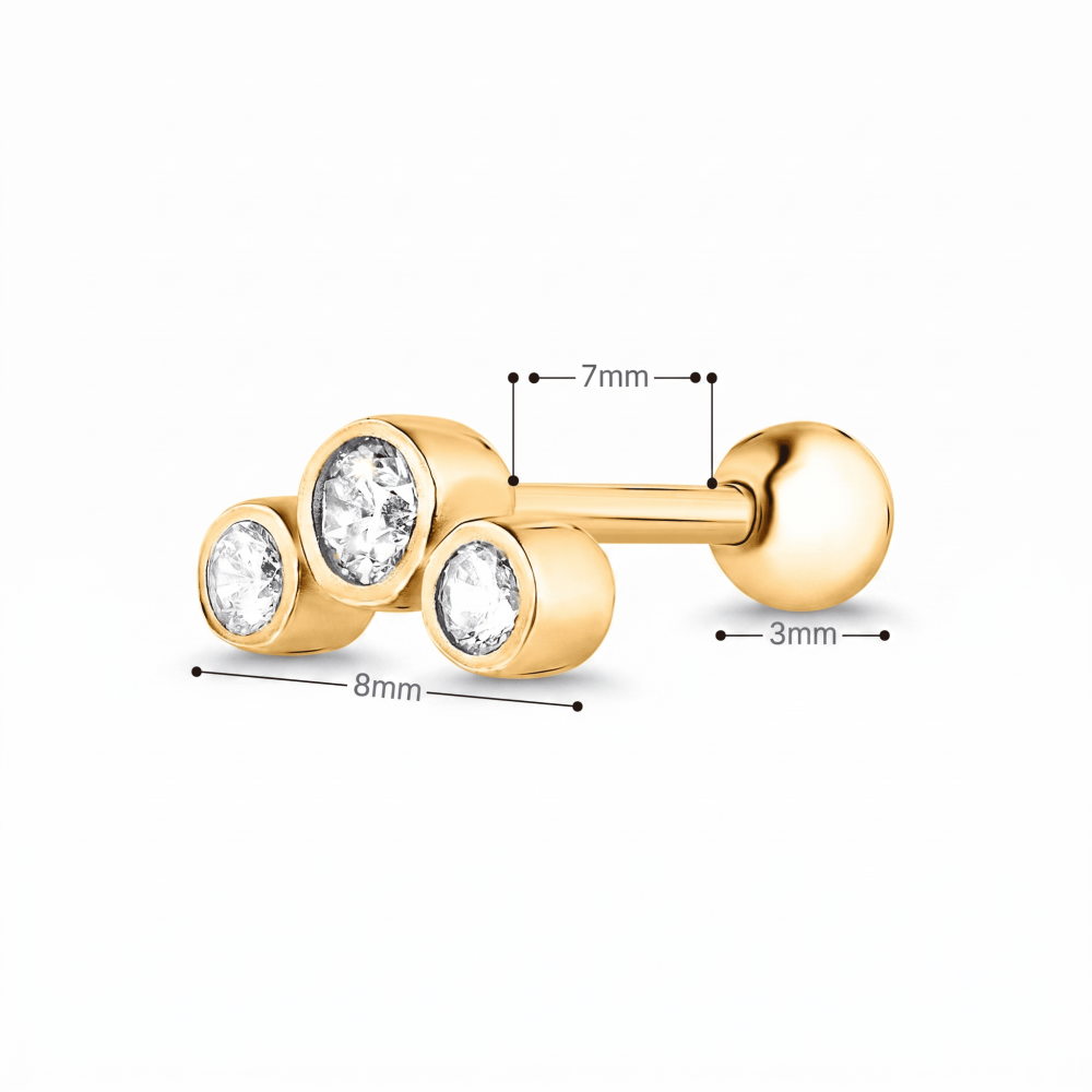 Сережка для хеліксу з жовтого золота Тріо (з40069) - 3