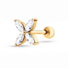 Серьга для хеликса из желтого золота Цветок-лепесток (з40070.1)