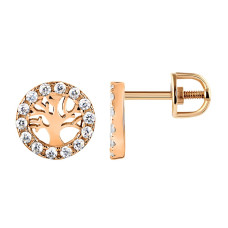 Золоті сережки-гвоздики Дерево (з40072)