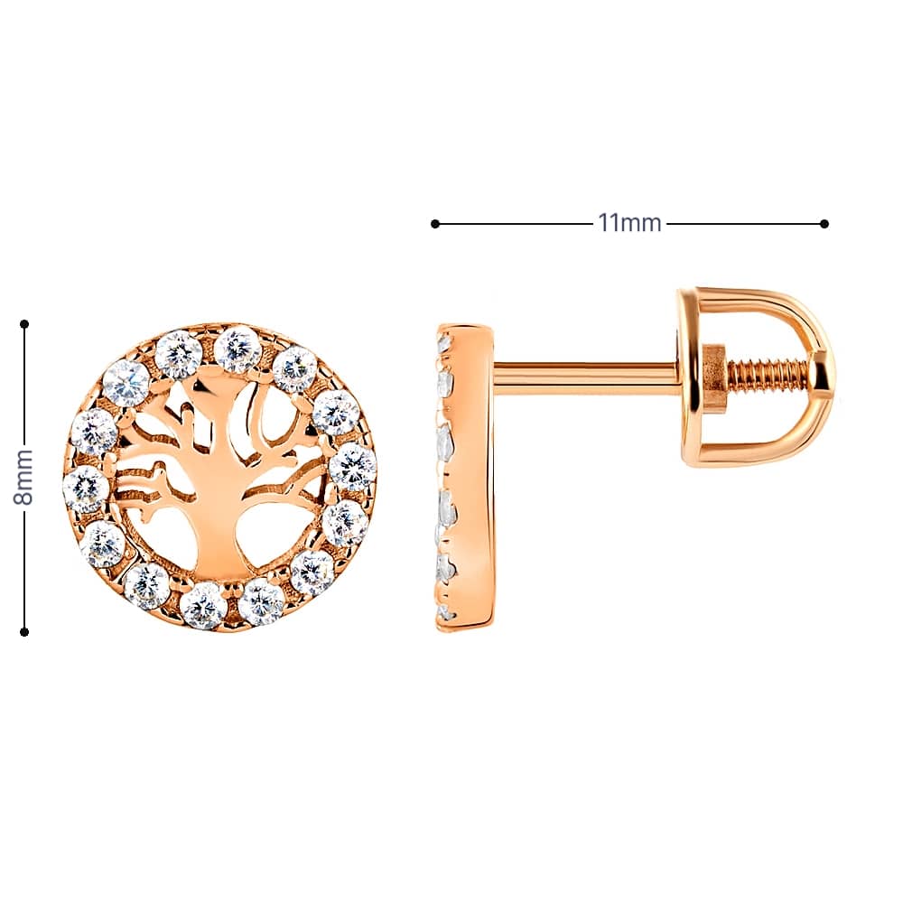 Золоті сережки-гвоздики Дерево (з40072) - 4