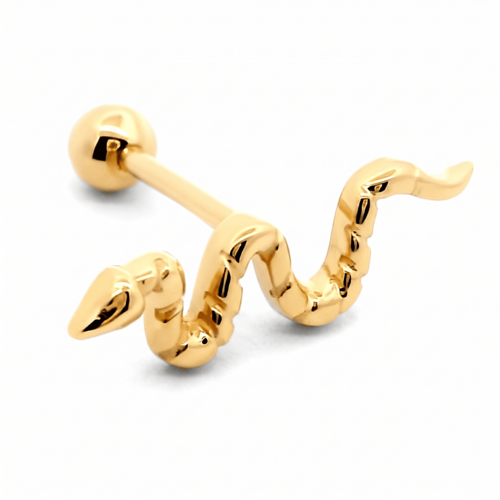Серьга для хеликса из желтого золота Змея (з40075) - 1