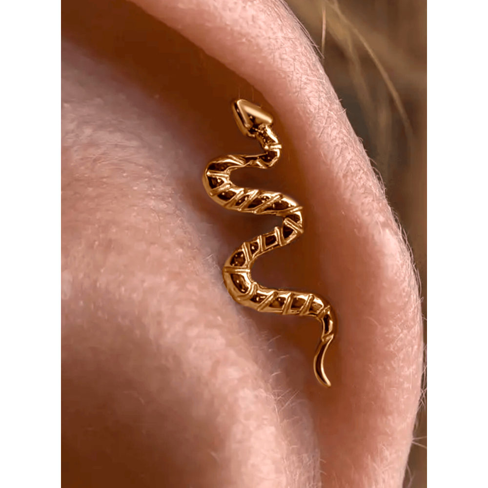 Золота сережка для хеліксу Змія (з40075шт) - 2