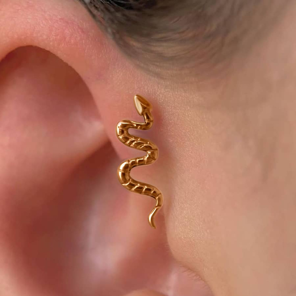 Золота сережка для хеліксу Змія (з40075шт) - 3