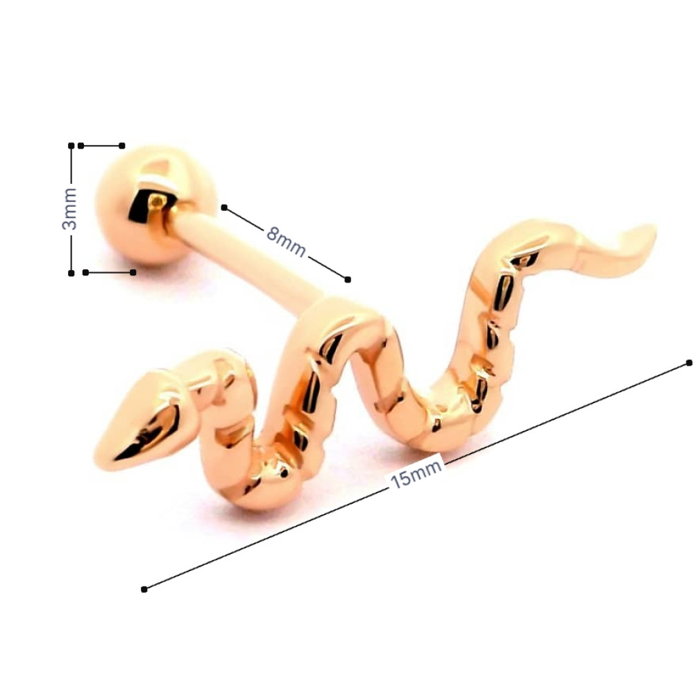 Золота сережка для хеліксу Змія (з40075шт) - 4