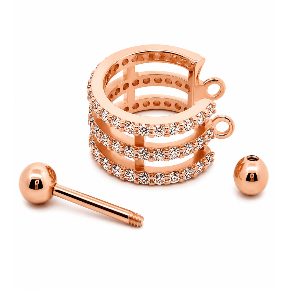 Серьга-кафа из красного золота (з40081) - 5