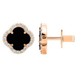 Золоті сережки Конюшина з оніксом (з40082) - комплект