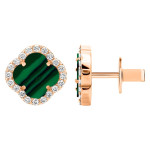 Золоті сережки Конюшина з малахітом (з40082.1) - комплект