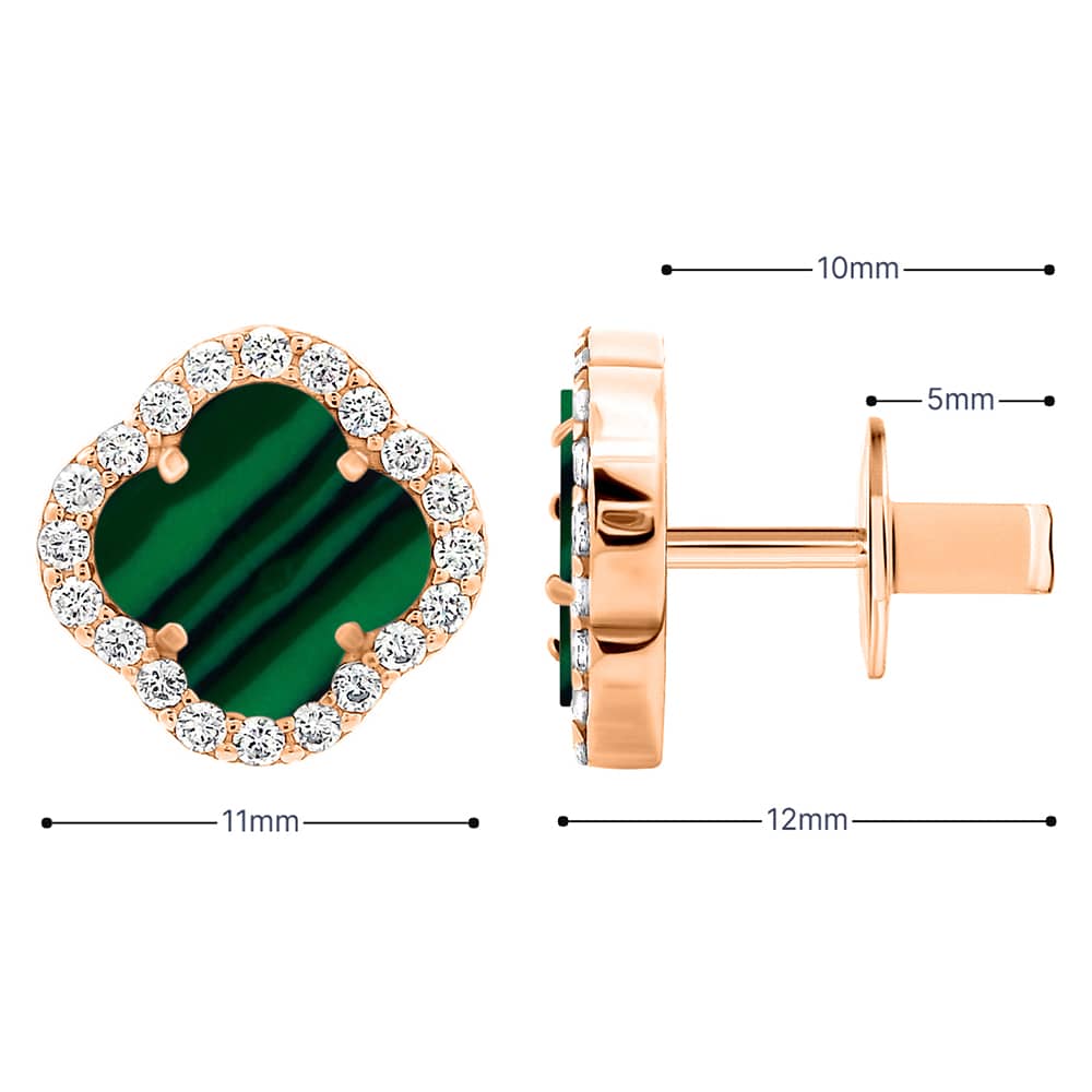 Золоті сережки Конюшина з малахітом (з40082.1) - 6