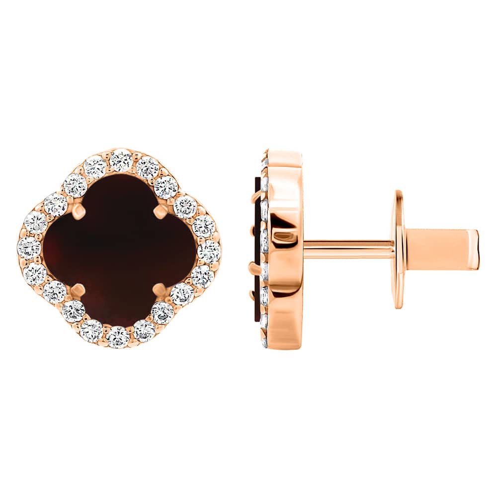 Золоті сережки Конюшина з червоним агатом (з40082.4) - 1