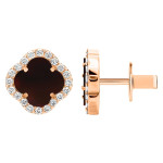 Золоті сережки Конюшина з червоним агатом (з40082.4) - комплект